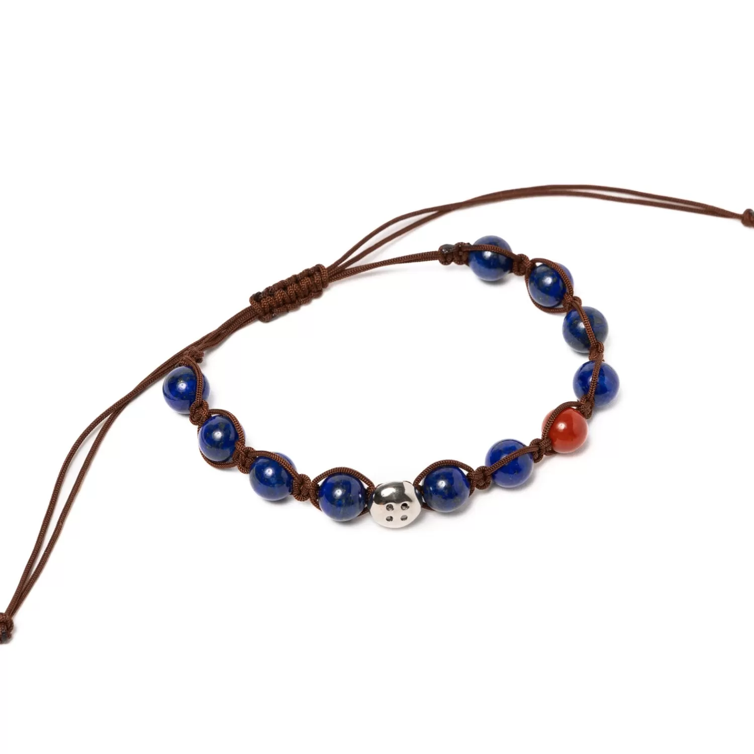 Manschettenknöpfe & Schmuck>Barbarulo Napoli Armband "Brown Love" mit farbigen Steinen und Knopf aus Sterling Silber - Handarbeit
