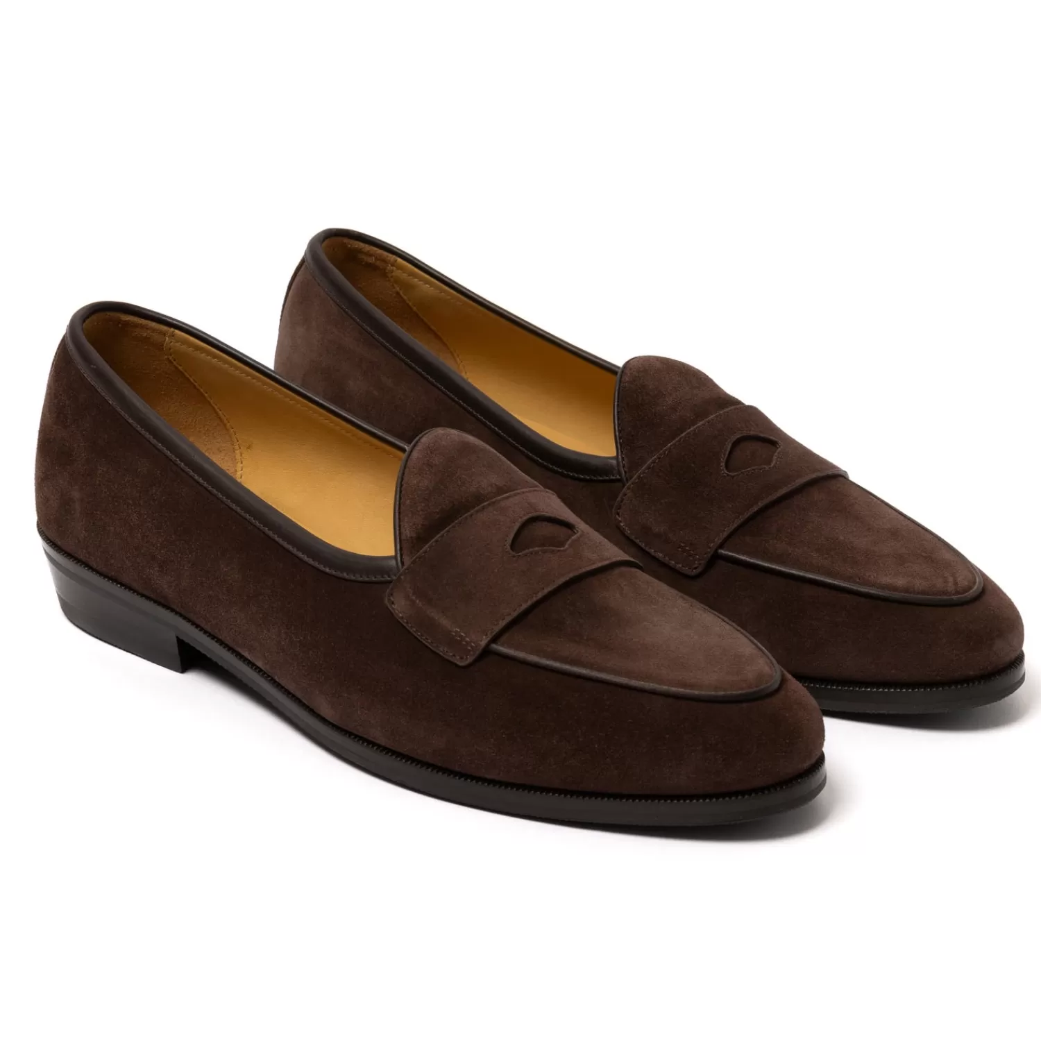 Schuhe>Baudoin & Lange x MJ: Sagan-Loafer "Ivy Ginko" aus Kalbsvelours - Handmade Dunkelbraun-DarkBrown