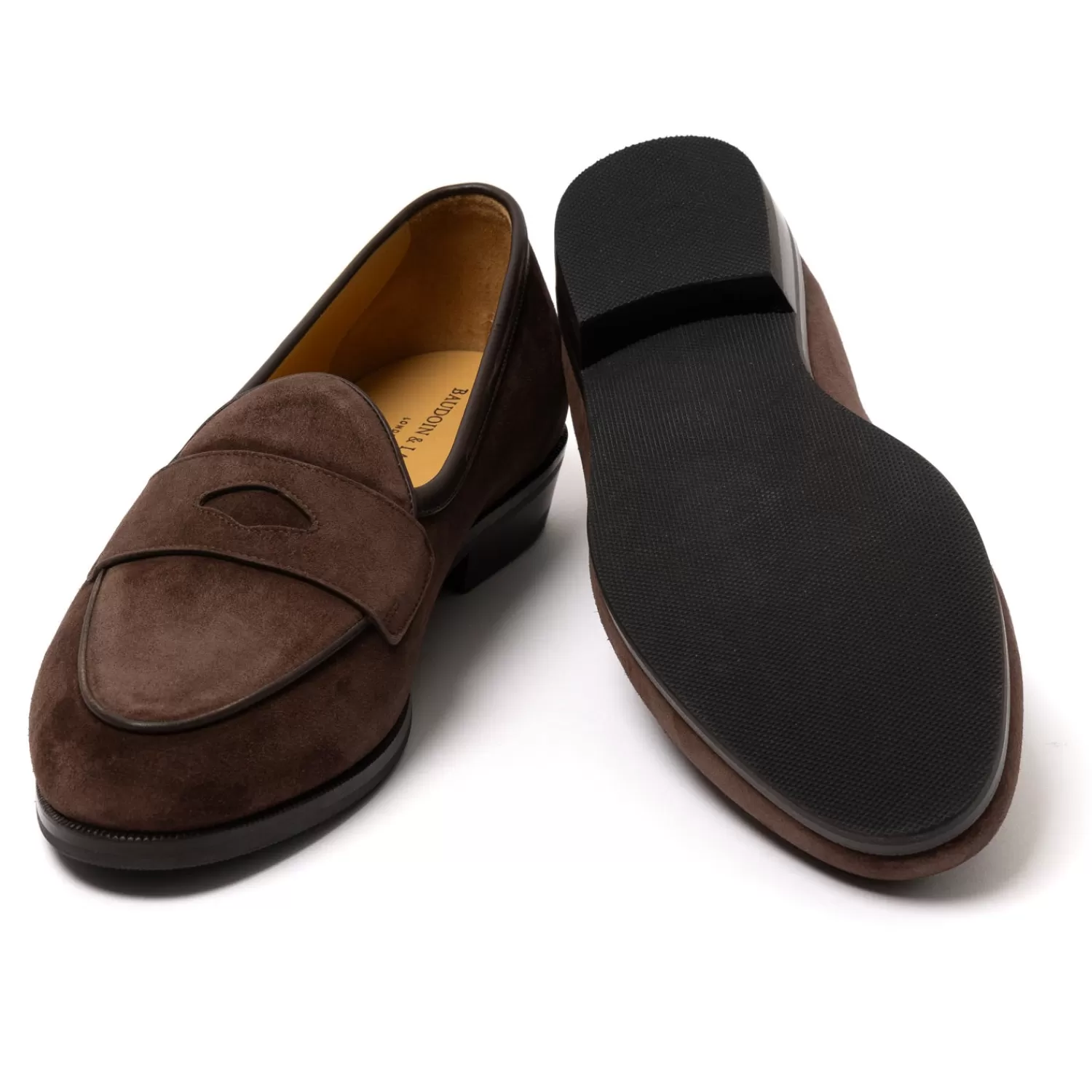 Schuhe>Baudoin & Lange x MJ: Sagan-Loafer "Ivy Ginko" aus Kalbsvelours - Handmade Dunkelbraun-DarkBrown
