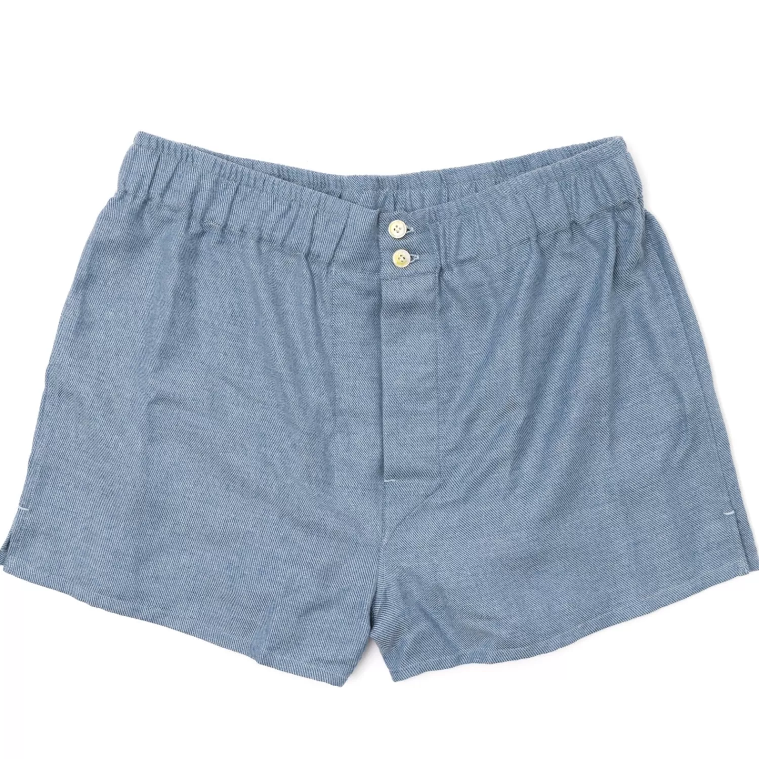 Homewear>Finamore 1925 Boxer-Short "Luxury Winter Plain" aus Baumwolle und Kaschmir - Handarbeit Denimblau-BluDenim