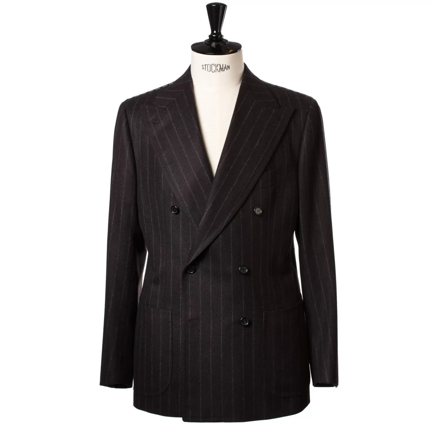 Mto | Anzug & Sakko>Cesare Attolini Brauner Anzug "Chalk Stripe" aus englischer Wolle - Fox Heritage Flannel- reine Handarbeit Dunkelbraun-MarroneScuro