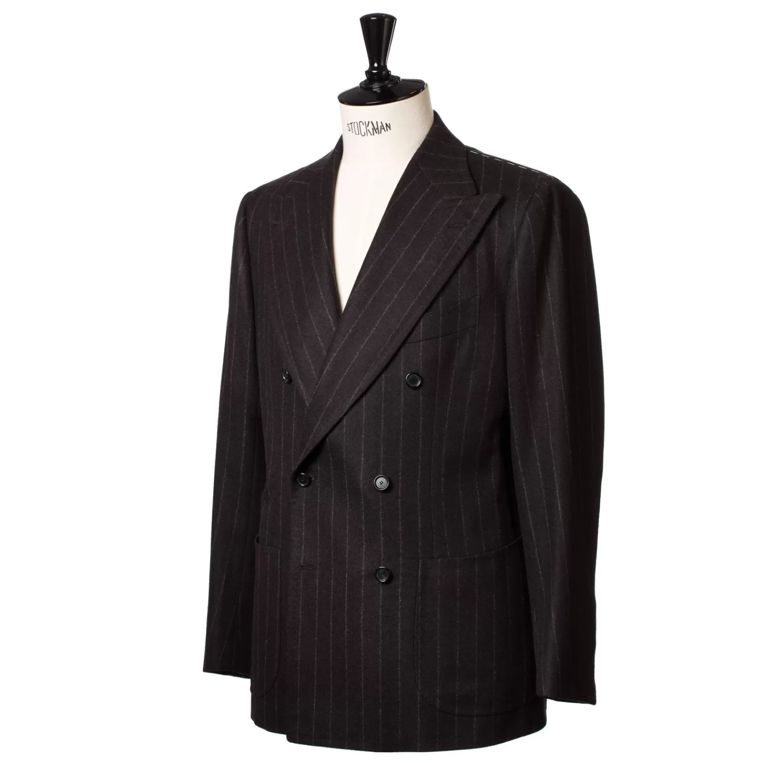 Mto | Anzug & Sakko>Cesare Attolini Brauner Anzug "Chalk Stripe" aus englischer Wolle - Fox Heritage Flannel- reine Handarbeit Dunkelbraun-MarroneScuro