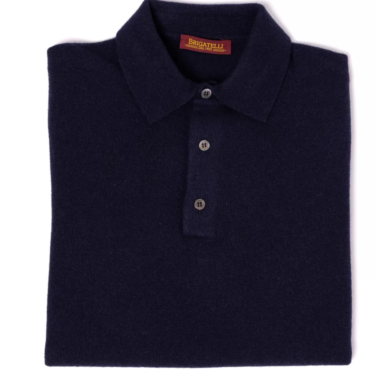 Strickwaren>Brigatelli dal 1922 per Michael Jondral: Polo-Pullover aus Merinowolle und Kaschmir - 1 Ply Cashmere Blend Dunkelblau-BluScuro