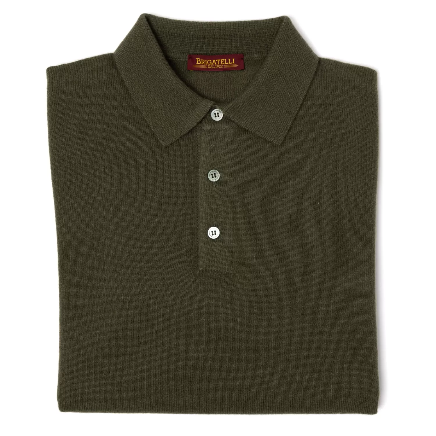 Strickwaren>Brigatelli dal 1922 per Michael Jondral: Polo-Pullover aus Merinowolle und Kaschmir - 1 Ply Cashmere Blend Lodengrün-VerdeLoden