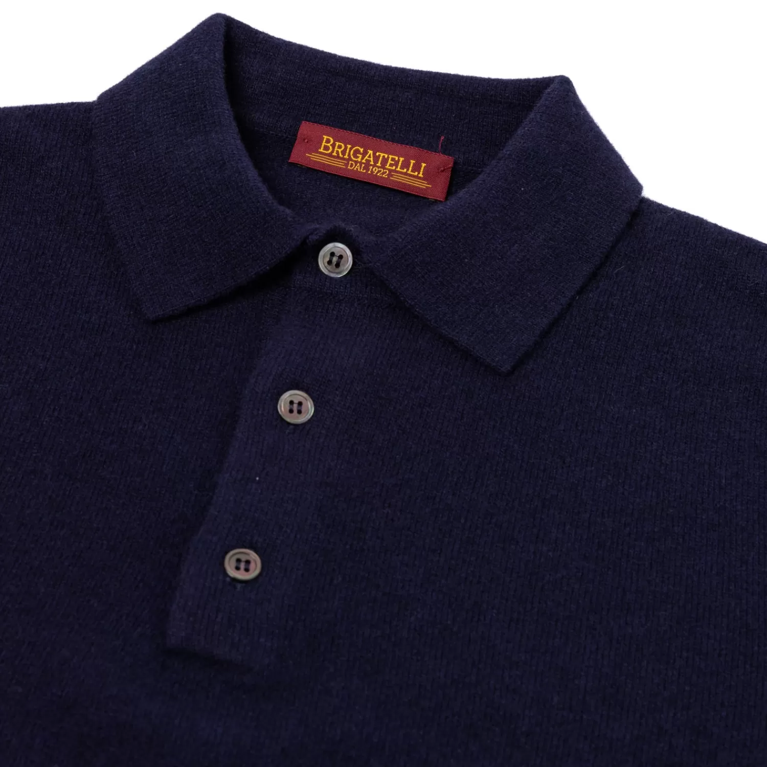 Strickwaren>Brigatelli dal 1922 per Michael Jondral: Polo-Pullover aus Merinowolle und Kaschmir - 1 Ply Cashmere Blend Dunkelblau-BluScuro