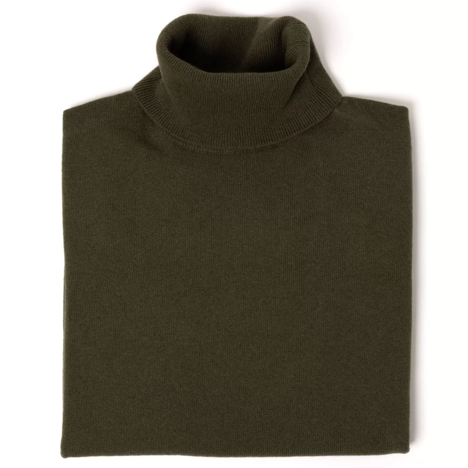 Strickwaren>Brigatelli dal 1922 per Michael Jondral: Rollkragen-Pullover aus Merinowolle und Kaschmir - 1 Ply Cashmere Blend Lodengrün-VerdeLoden