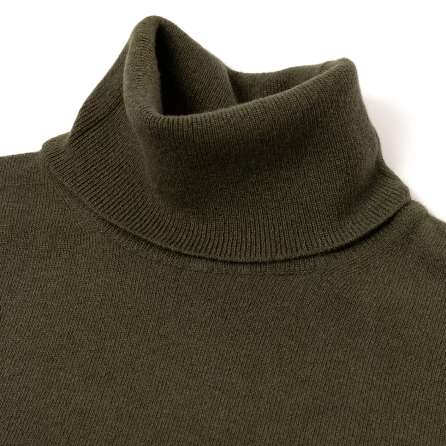 Strickwaren>Brigatelli dal 1922 per Michael Jondral: Rollkragen-Pullover aus Merinowolle und Kaschmir - 1 Ply Cashmere Blend Lodengrün-VerdeLoden