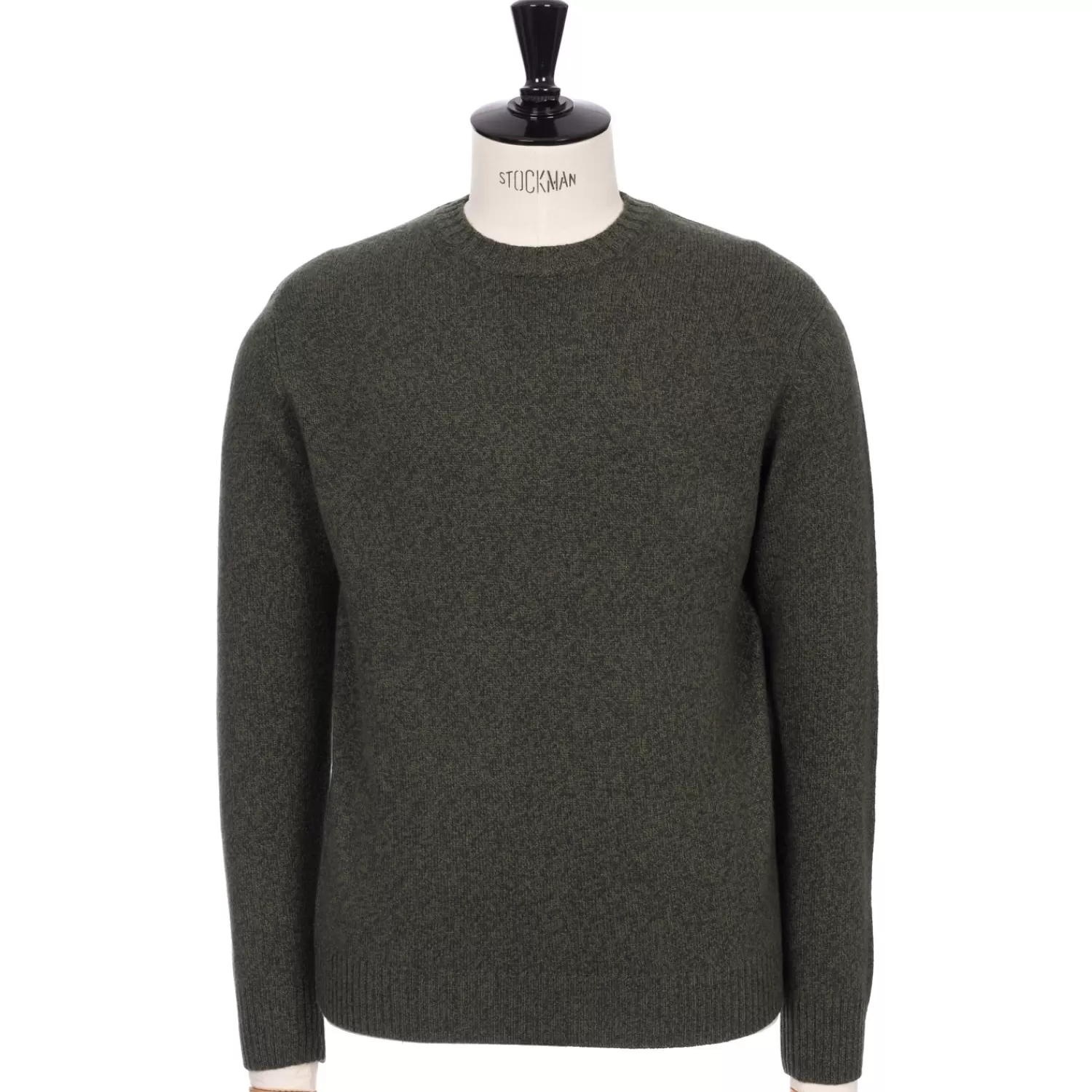 Strickwaren>Brigatelli dal 1922 per Michael Jondral: Rundhals-Pullover aus Merinowolle und Kaschmir - 3 Ply Cashmere Blend Moosgrün-VerdeMuschio