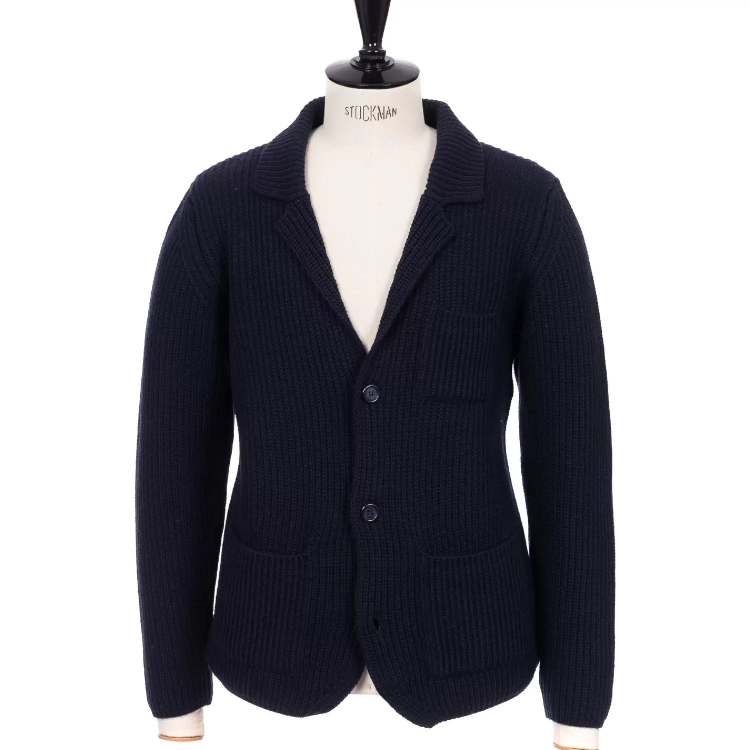 Strickwaren>Brigatelli dal 1922 per Michael Jondral: Strickblazer "Renzo" aus reiner 4 Ply-Merinowolle Dunkelblau-BluNavy