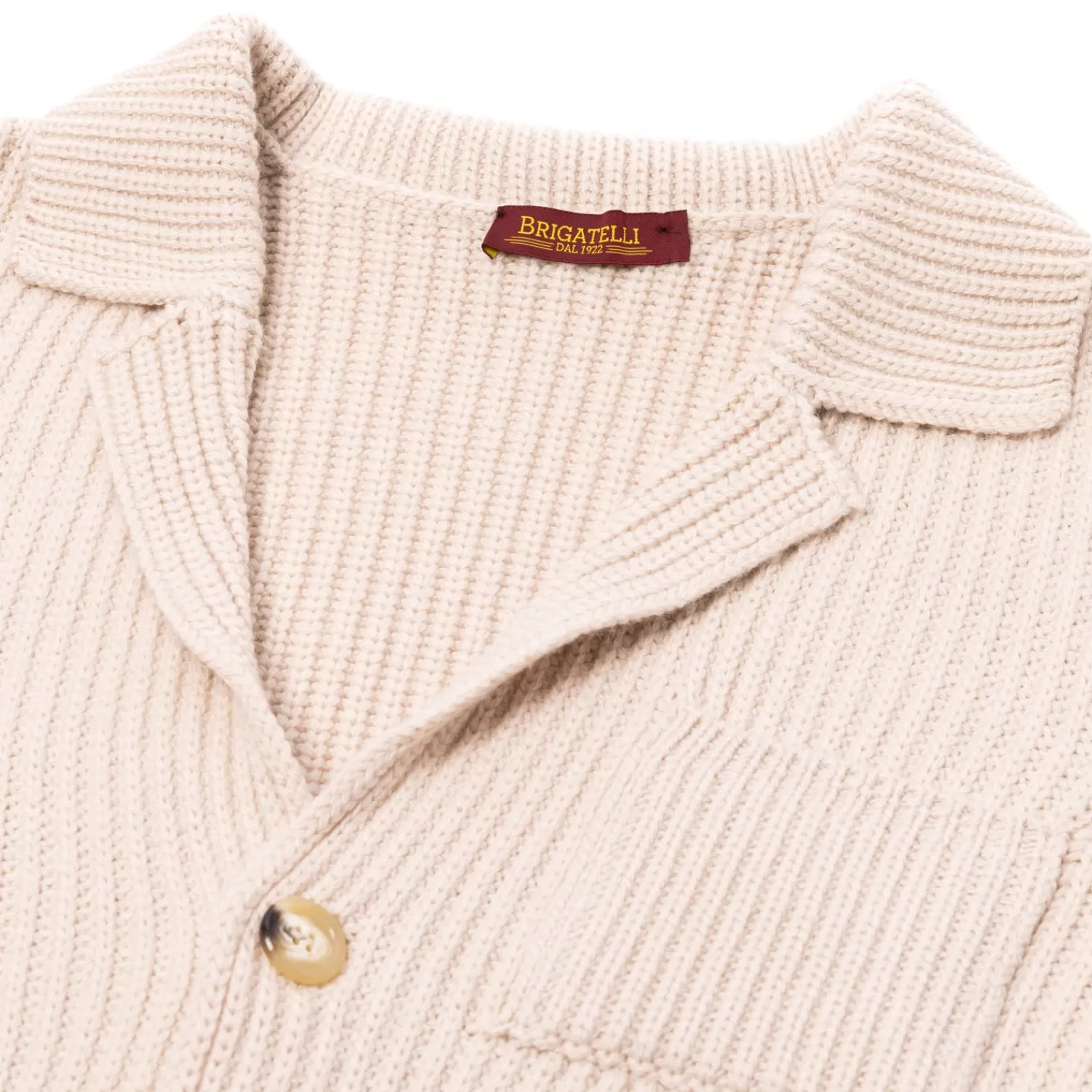 Strickwaren>Brigatelli dal 1922 per Michael Jondral: Strickblazer "Renzo" aus reiner 4 Ply-Merinowolle Natur-Naturale