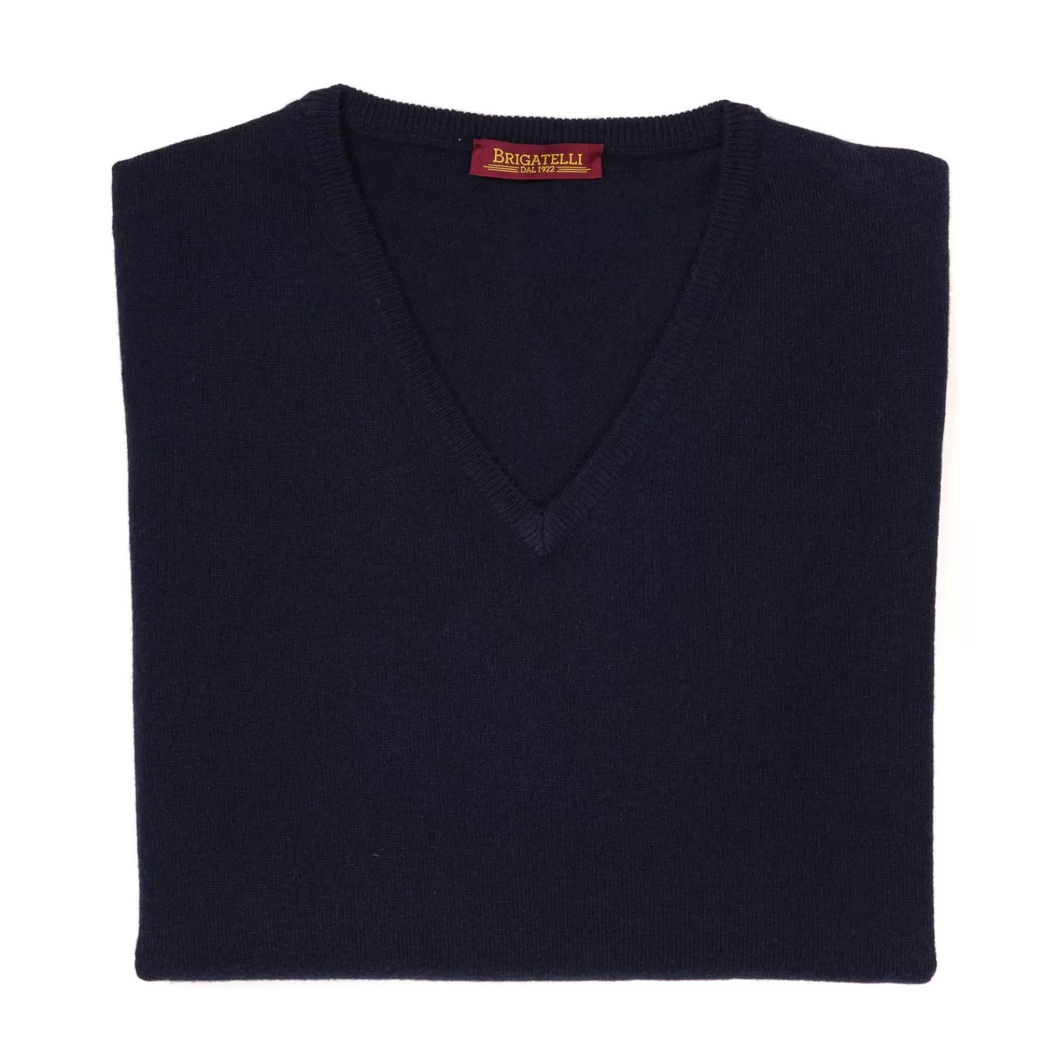 Strickwaren>Brigatelli dal 1922 per Michael Jondral: V-Pullover aus Merinowolle und Kaschmir - 1 Ply Cashmere Blend Dunkelblau-BluScuro