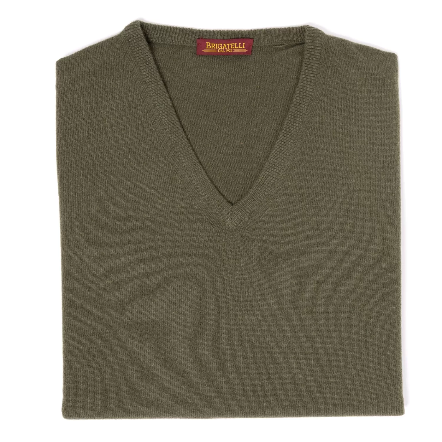 Strickwaren>Brigatelli dal 1922 per Michael Jondral: V-Pullover aus Merinowolle und Kaschmir - 1 Ply Cashmere Blend Lodengrün-VerdeLoden