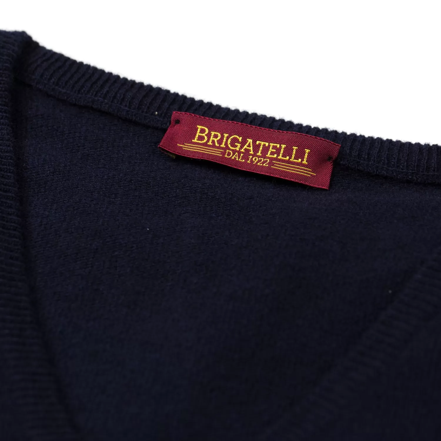 Strickwaren>Brigatelli dal 1922 per Michael Jondral: V-Pullover aus Merinowolle und Kaschmir - 1 Ply Cashmere Blend Dunkelblau-BluScuro
