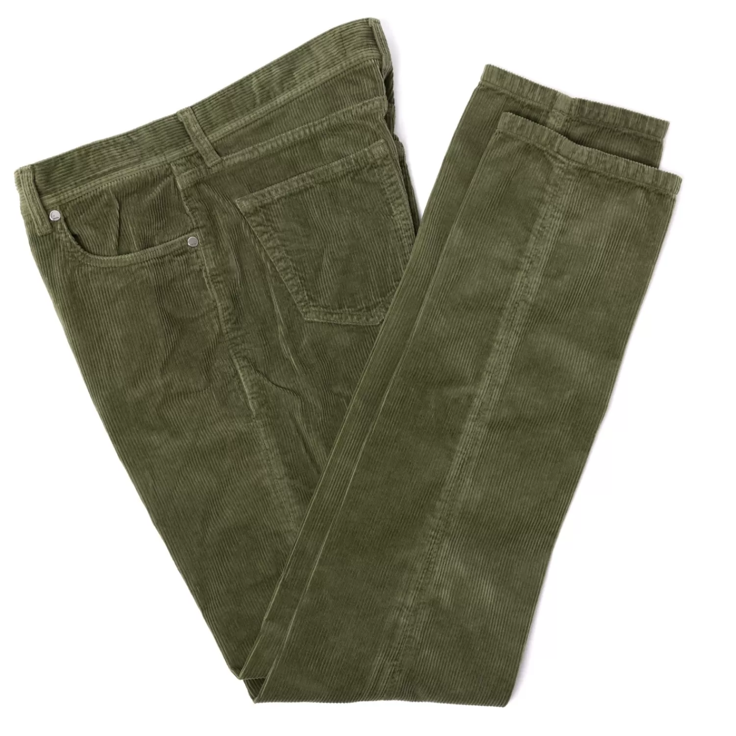 Hosen - Casual>Cesare Attolini CA exklusiv für MJ: Hose "5-Pocket Corduroy" aus weichem Baumwollmix Olivgrün