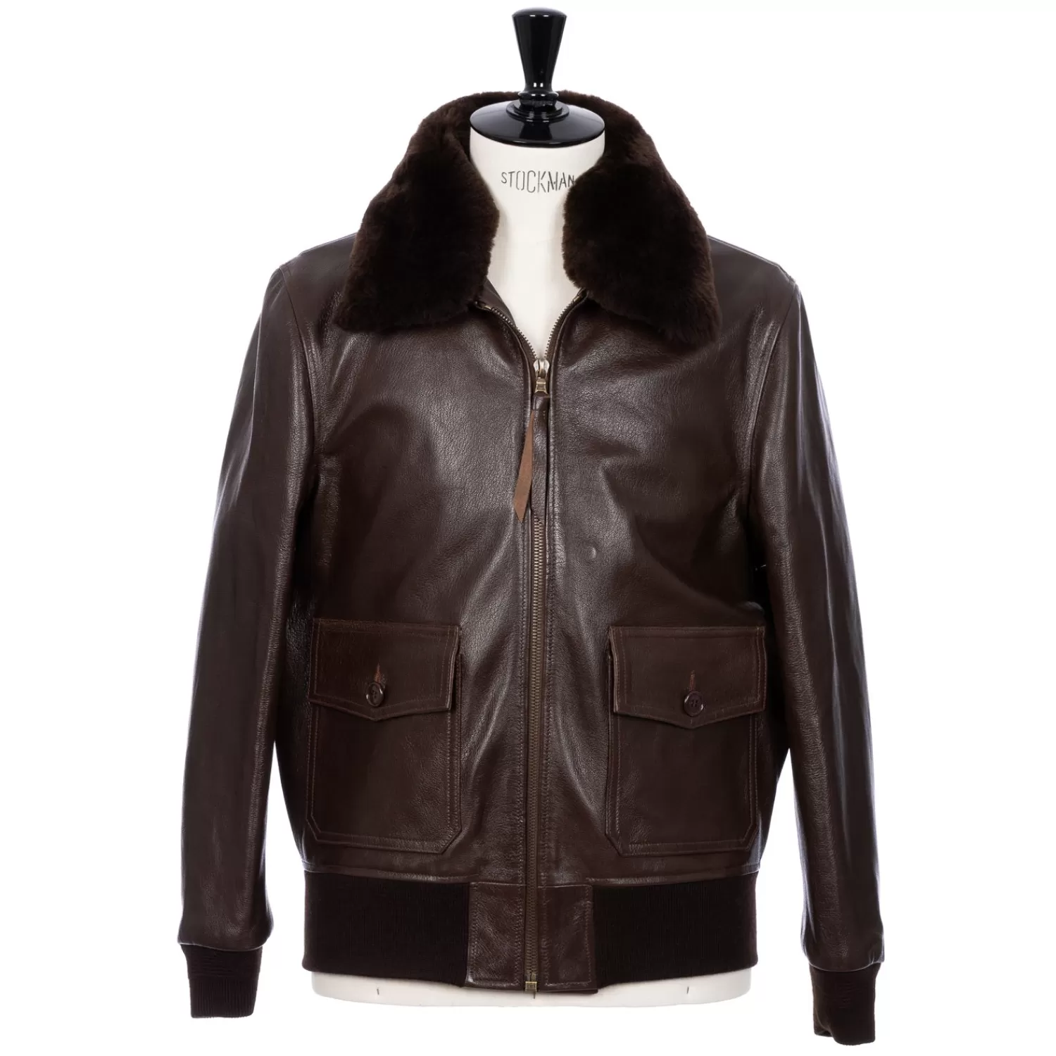 Mto | Leder>Chapal Paris x MJ: Fliegerjacke "Bomber G1" aus Lammleder - Handarbeit Braun-Cuirdechèvrebrunfoncé