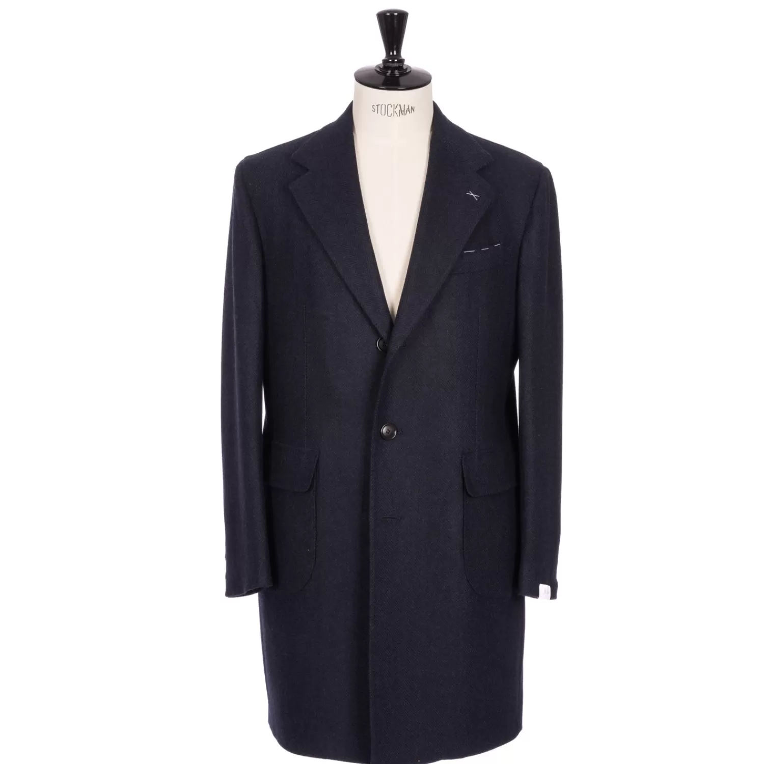 Mäntel>De Petrillo Dunkelblauer Mantel "Cassano" mitaus reiner Wolle von Vitale Barberis Canonico - Handarbeit  Dunkelblau