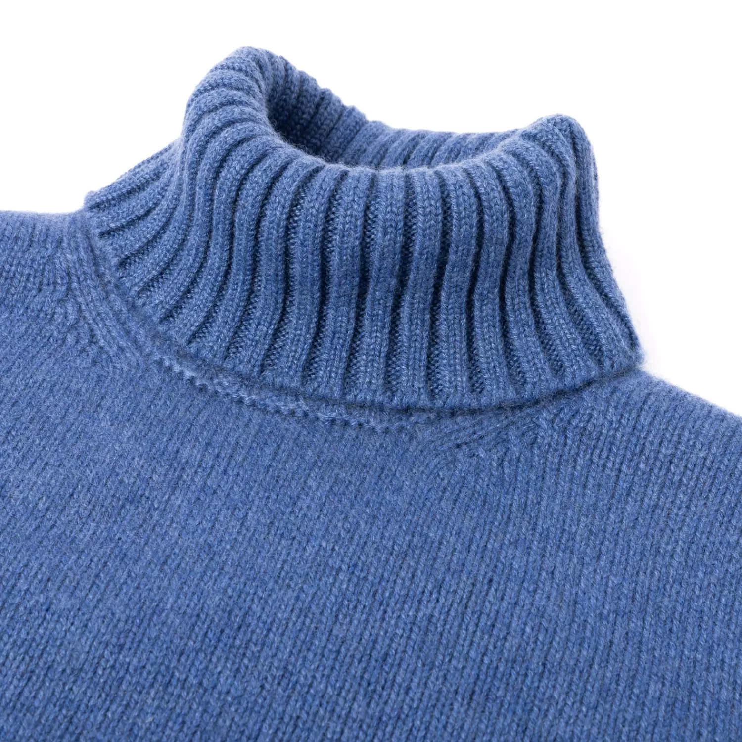 Strickwaren>Fedeli Exklusiv für Michael Jondral: Denimblauer Rollkragenpullover aus schottischem 4-Ply Kaschmir Denim-BluDenim