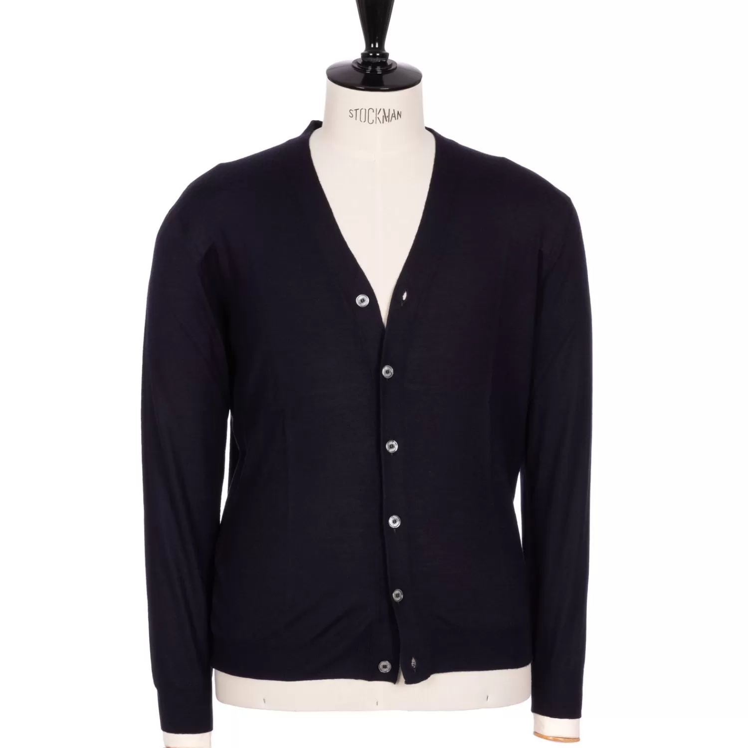 Strickwaren>Fedeli Exklusiv für Michael Jondral: Dunkelblaue Strickjacke "Cardigan" aus extrafeiner 140´s Merinowolle Dunkelblau-BluScuro