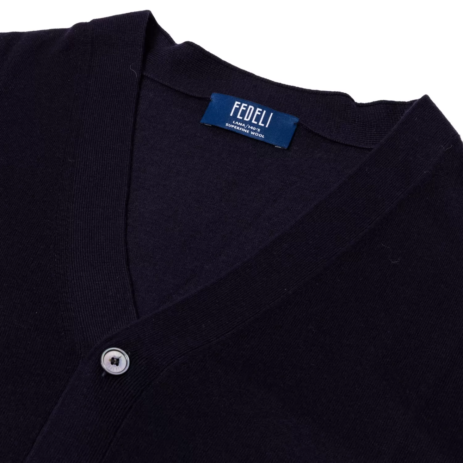 Strickwaren>Fedeli Exklusiv für Michael Jondral: Dunkelblaue Strickjacke "Cardigan" aus extrafeiner 140´s Merinowolle Dunkelblau-BluScuro