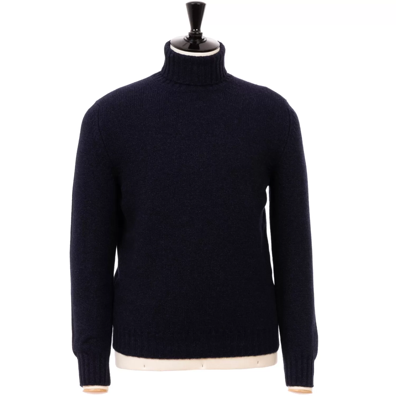 Strickwaren>Fedeli Exklusiv für Michael Jondral: Dunkelblauer Rollkragenpullover aus schottischem 4-Ply Kaschmir on  Dunkelblau-Border