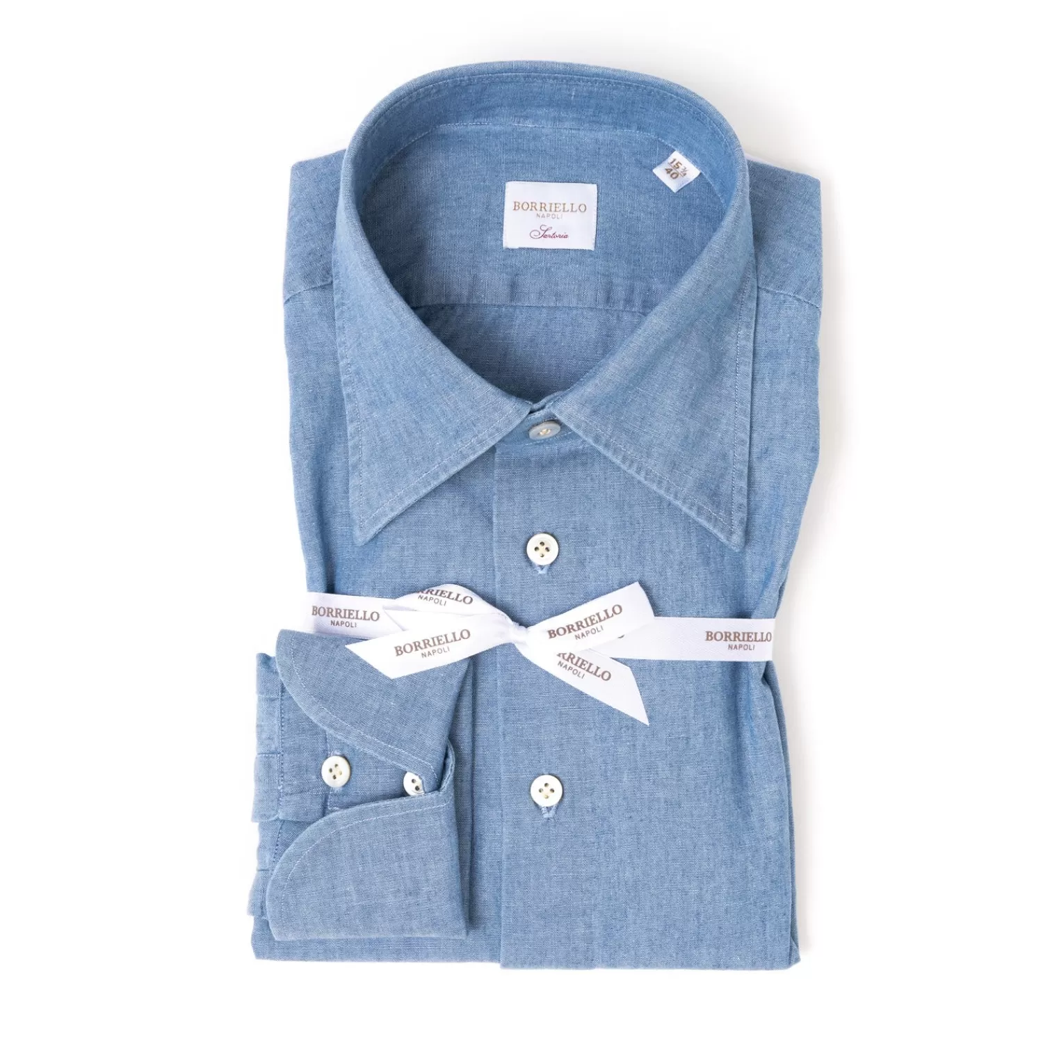 Hemden>Borriello Exklusiv für Michael Jondral: Hemd "Sartorial Cocktail" aus " Prewashed Japan-Chambray - Handarbeit  Denimblau