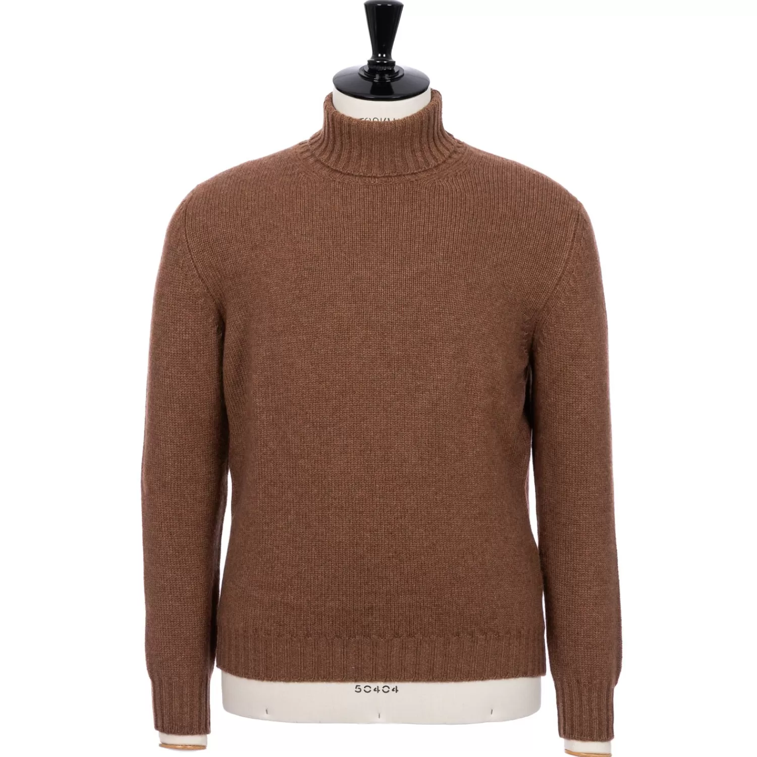 Strickwaren>Fedeli Exklusiv für Michael Jondral: Nußbrauner Rollkragenpullover aus schottischem 4-Ply Kaschmir Nocciola-Nußbraun