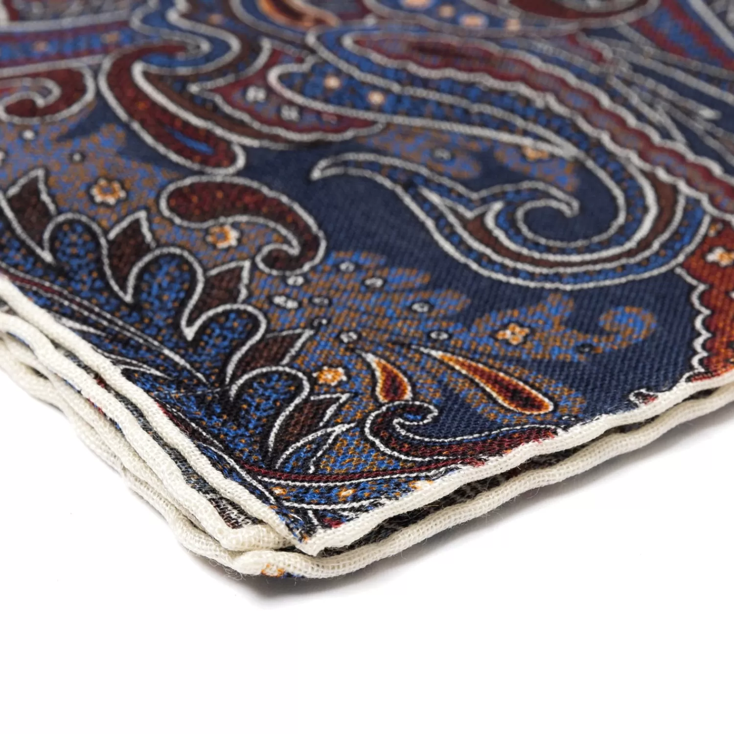 Einstecktücher>Petronius Exklusiv für Michael Jondral: Paisley Blau - Einstecktuch "Vintage 61" aus Wolle und Seide