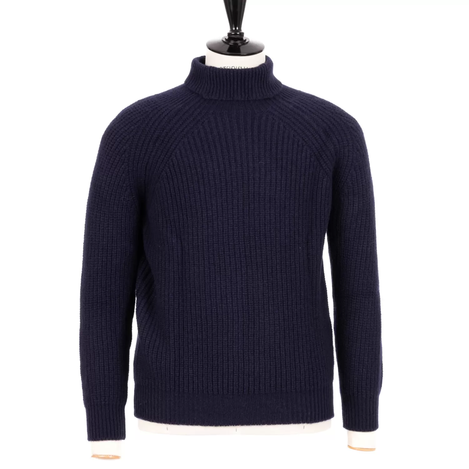 Ivy Men's | Ivy Women's>Anderson & Sheppard Exklusiv für Michael Jondral: Rollkragenpullover "Boat Builder" aus reiner Merinowolle Dunkelblau-Navy
