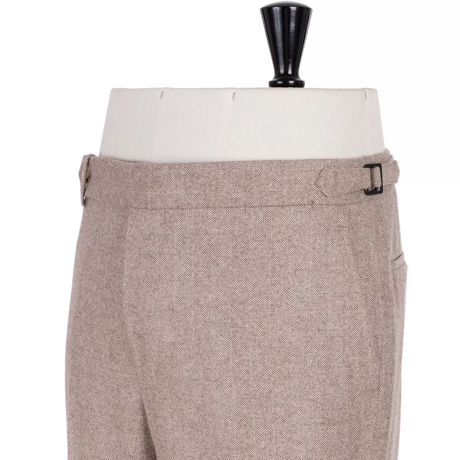 Hosen - Sartorial>Rota Sartorial Exklusiv für Michael Jondral: Sandbraune Hose "Spina" aus einem Wollflanell -