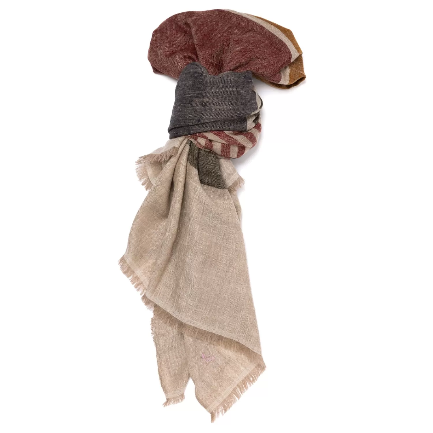 Schals>Anderson & Sheppard Exklusiv für Michael Jondral: Schal "Wide Stripe" aus reinem Pashmina-Kaschmir  Multicolor