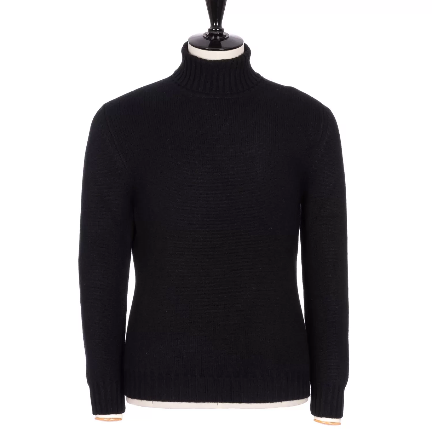 Strickwaren>Fedeli Exklusiv für Michael Jondral: Schwarzer Rollkragenpullover aus schottischem 4-Ply Kaschmir Schwarz-Nero
