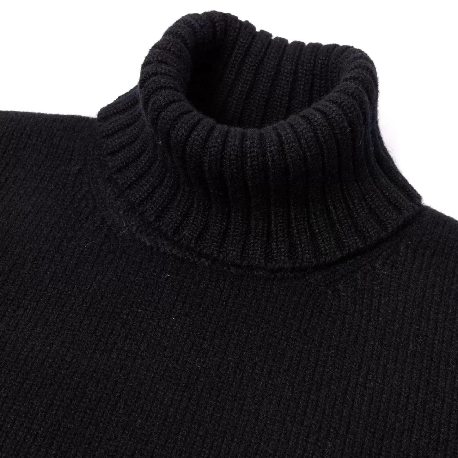 Strickwaren>Fedeli Exklusiv für Michael Jondral: Schwarzer Rollkragenpullover aus schottischem 4-Ply Kaschmir Schwarz-Nero