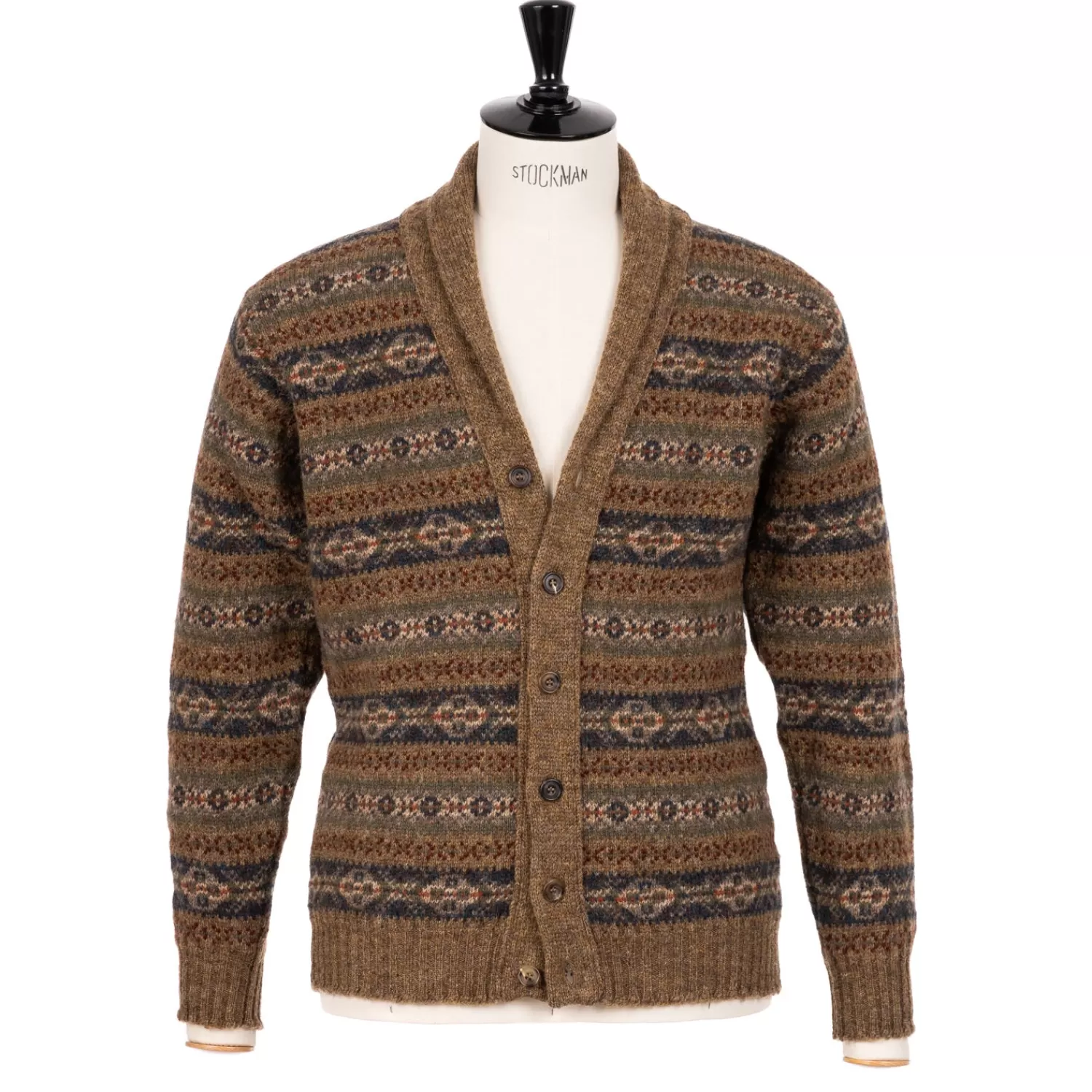 Strickwaren>Anderson & Sheppard Exklusiv für Michael Jondral: Shawl-Cardigan "Anderson´s Fairisle" aus reiner Wolle - Original Shetland-Wool Multicolor