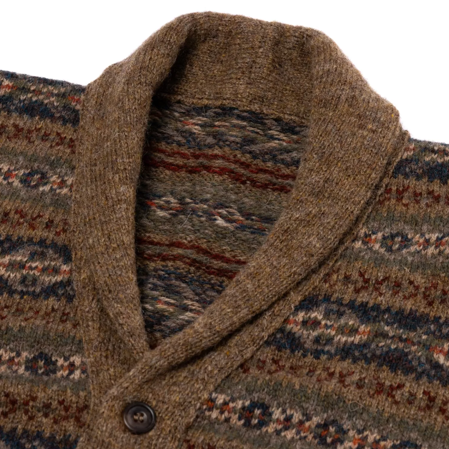 Strickwaren>Anderson & Sheppard Exklusiv für Michael Jondral: Shawl-Cardigan "Anderson´s Fairisle" aus reiner Wolle - Original Shetland-Wool Multicolor