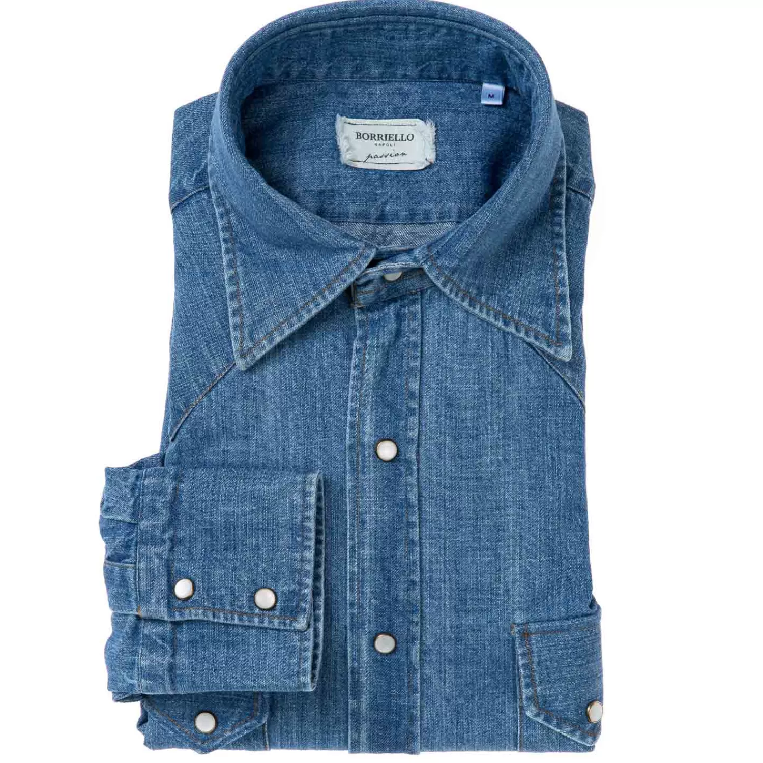 Ivy Men's | Ivy Women's>Borriello Exkusiv für Michael Jondral: Hemd "Italian Western" aus japanischem Baumwoll-Denim - Linea Passion  Denimblau