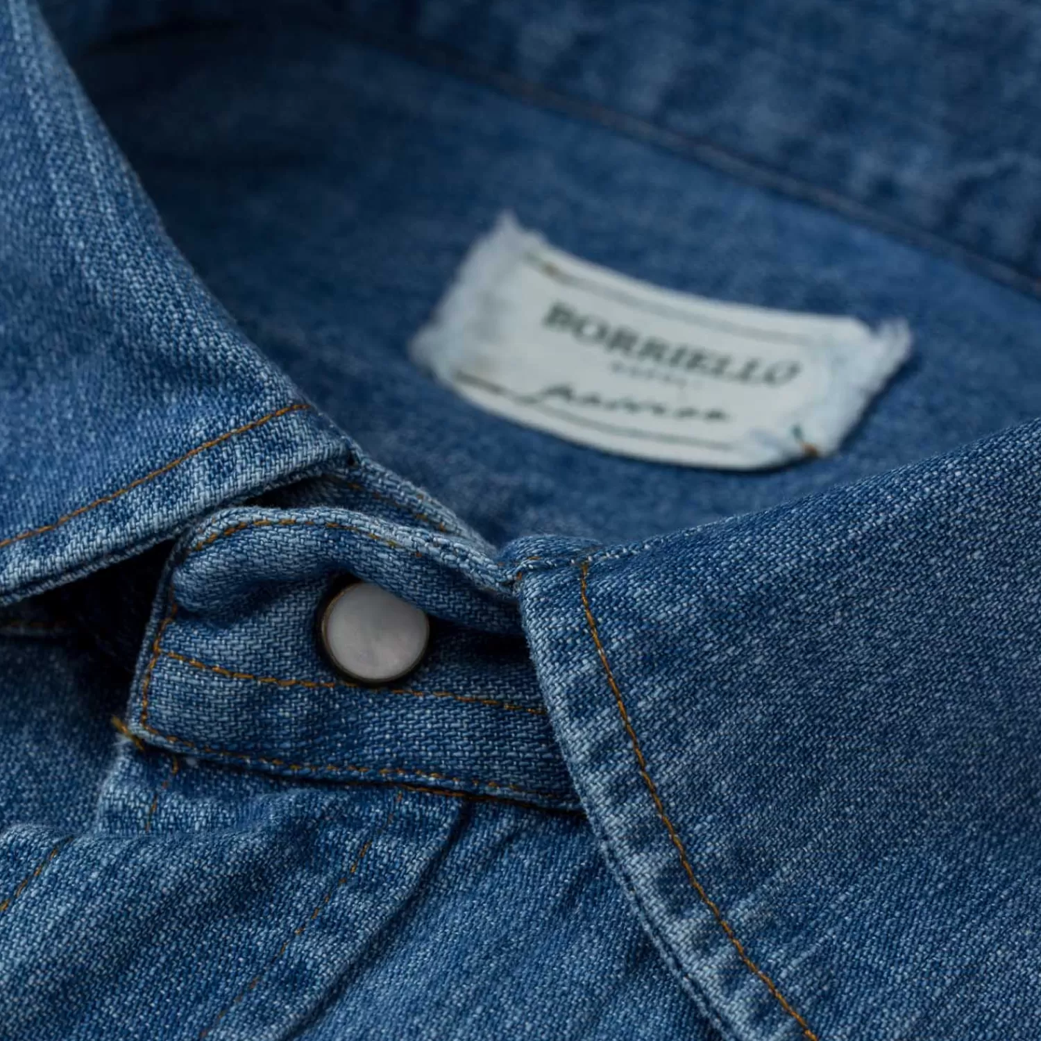 Ivy Men's | Ivy Women's>Borriello Exkusiv für Michael Jondral: Hemd "Italian Western" aus japanischem Baumwoll-Denim - Linea Passion  Denimblau