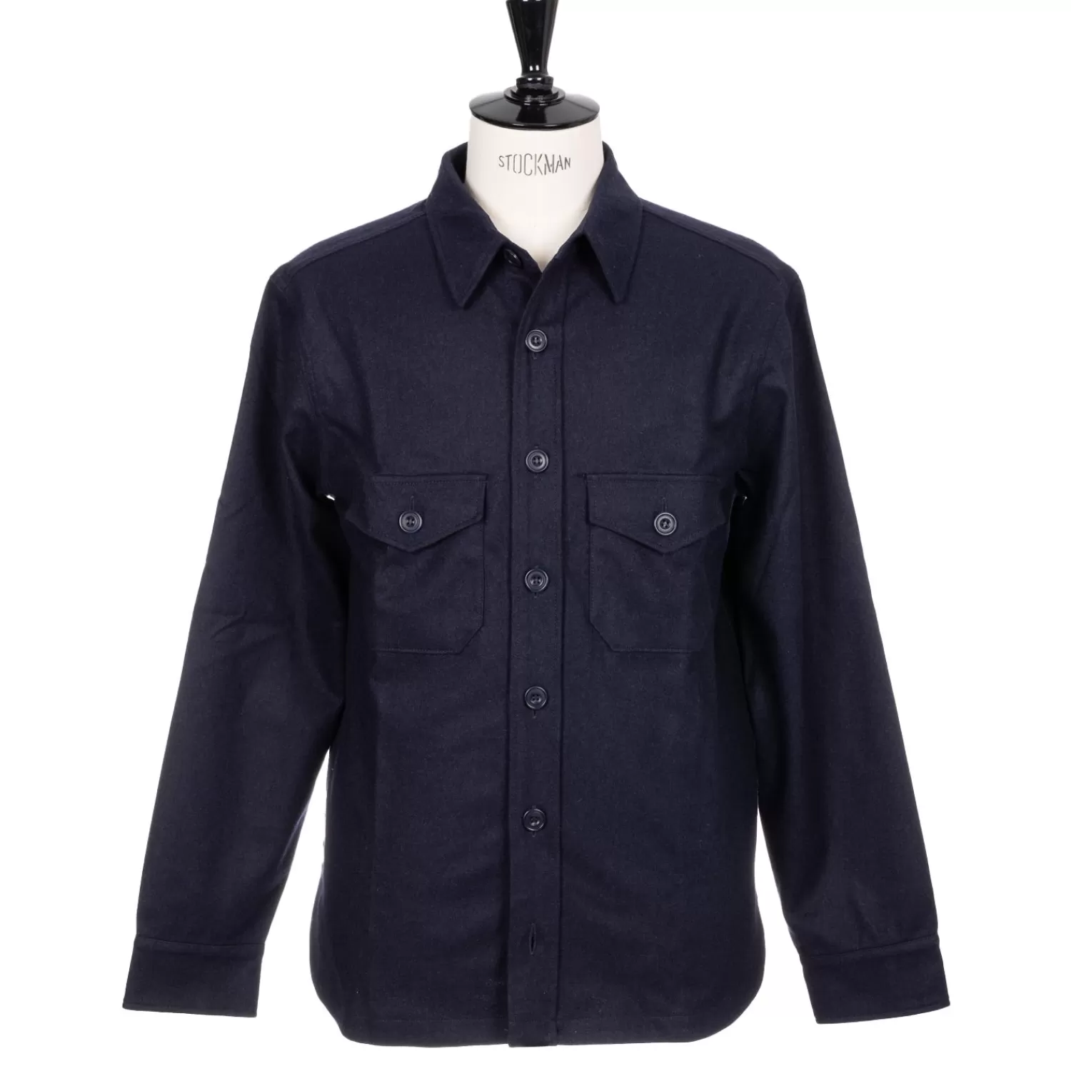 Teba + Shirt Jackets>Fox Brothers Fox Brother's x MJ: Hemd-Jacke "Fox Overshirt-Jacket" aus reiner Wolle Dunkelblau-Navy