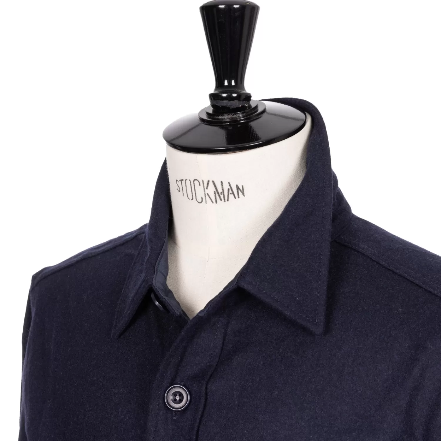 Teba + Shirt Jackets>Fox Brothers Fox Brother's x MJ: Hemd-Jacke "Fox Overshirt-Jacket" aus reiner Wolle Dunkelblau-Navy