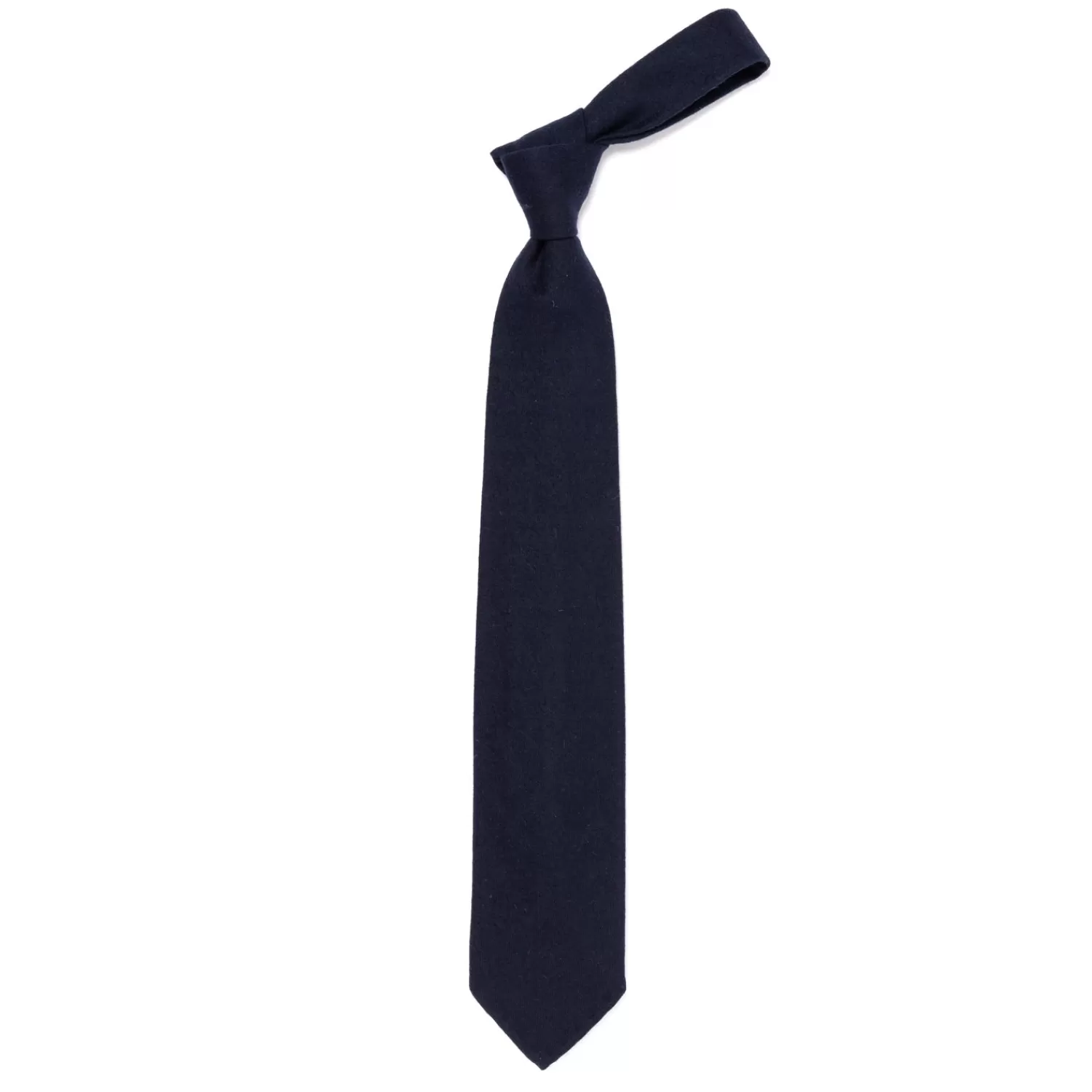 Krawatten>Fox Brothers Fox Brother´s x MJ: Krawatte "Solid Flannel" aus reiner Wolle Dunkelblau-Navy