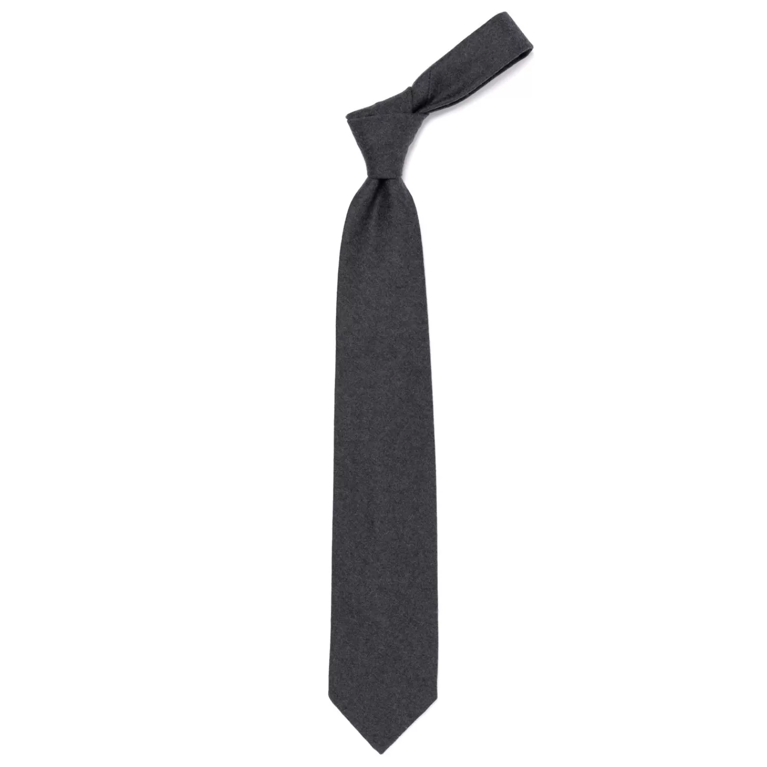 Krawatten>Fox Brothers Fox Brother´s x MJ: Krawatte "Solid Flannel" aus reiner Wolle Dunkelgrau-DarkGrey