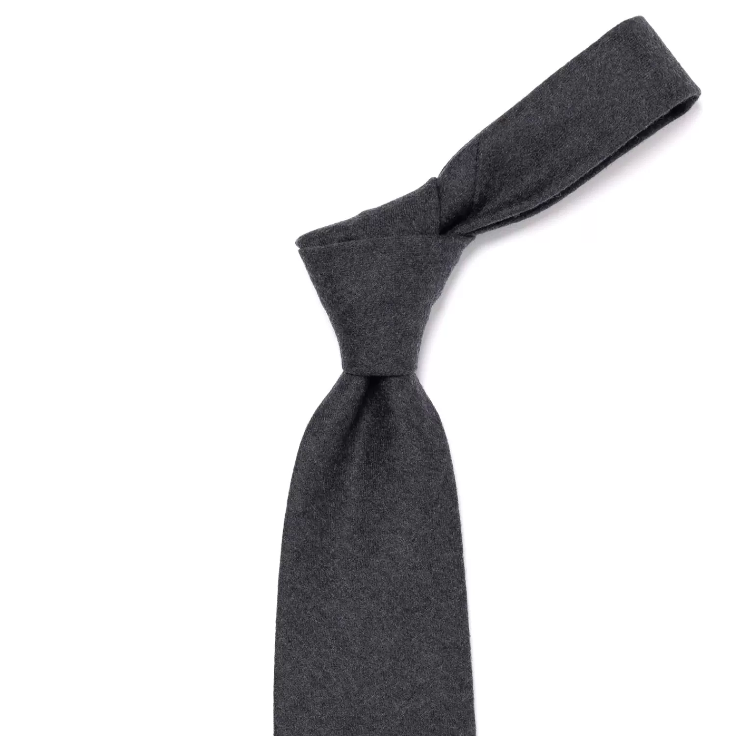 Krawatten>Fox Brothers Fox Brother´s x MJ: Krawatte "Solid Flannel" aus reiner Wolle Dunkelgrau-DarkGrey