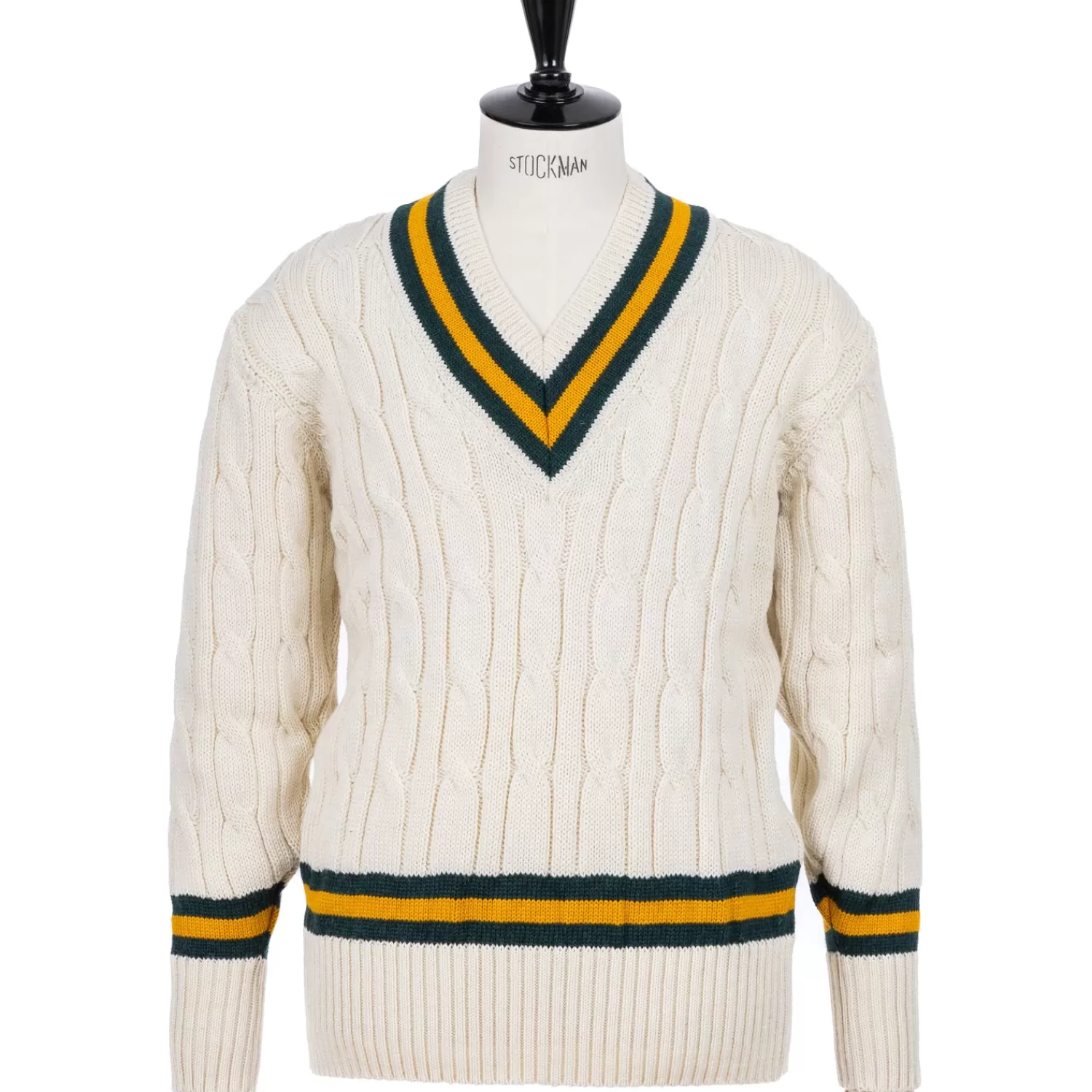 Ivy Men's | Ivy Women's>Fox Brothers x MJ: Original Cricket Pullover "Fox Club" aus britischer Wolle Naturweiß-OffWhite