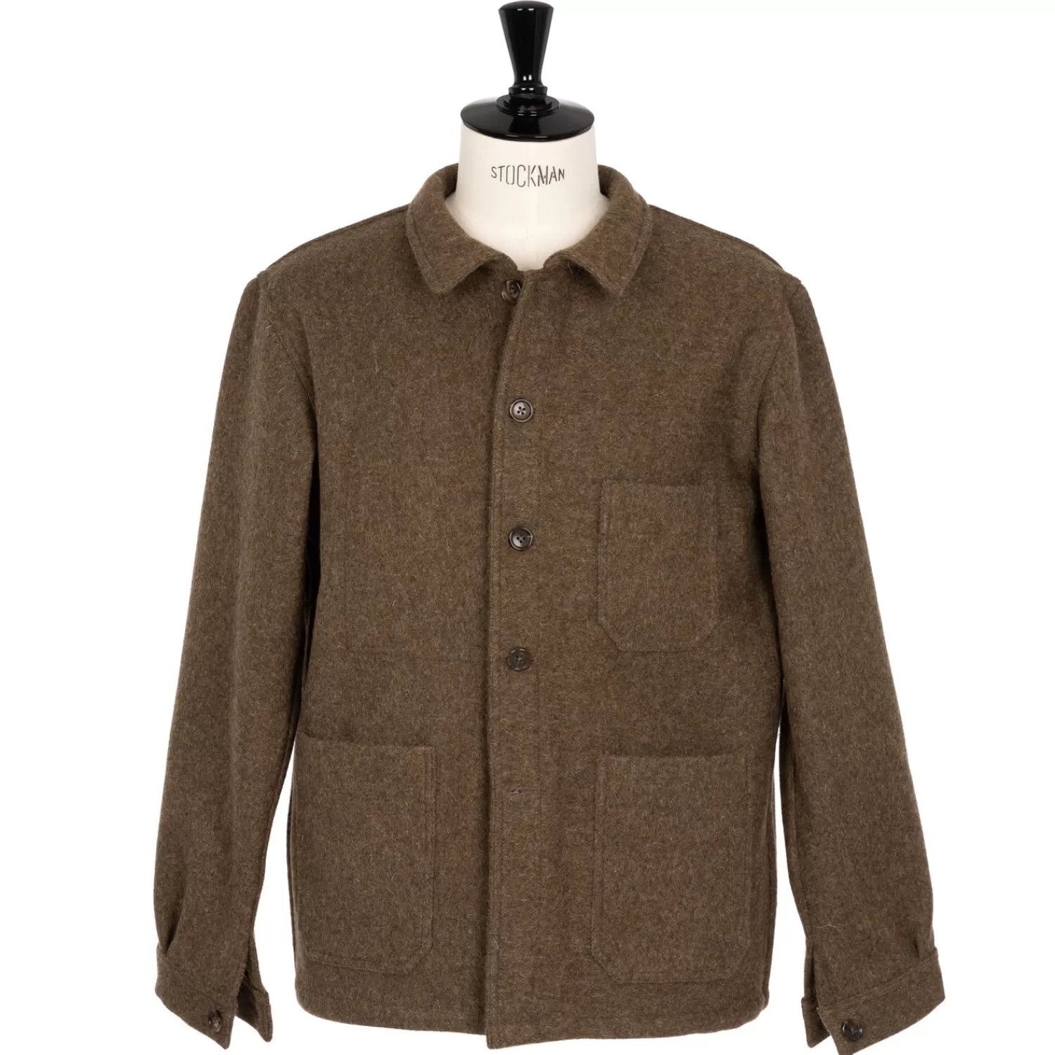 Teba + Shirt Jackets>Fox Brothers x MJ: Worker-Jacket "Fox Utility" aus reiner Wolle  Olivbraun