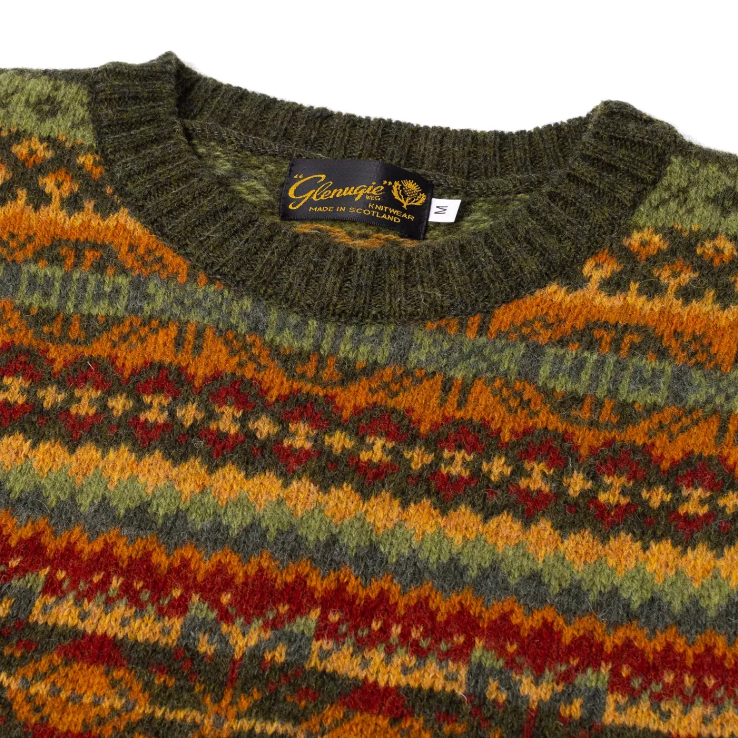 Ivy Men's | Ivy Women's>Glenugie exklusiv x MJ: Pullover "Fairisle Roundneck" aus reiner Wolle - Pure Soft Shetland Pineshadow-Multicolor