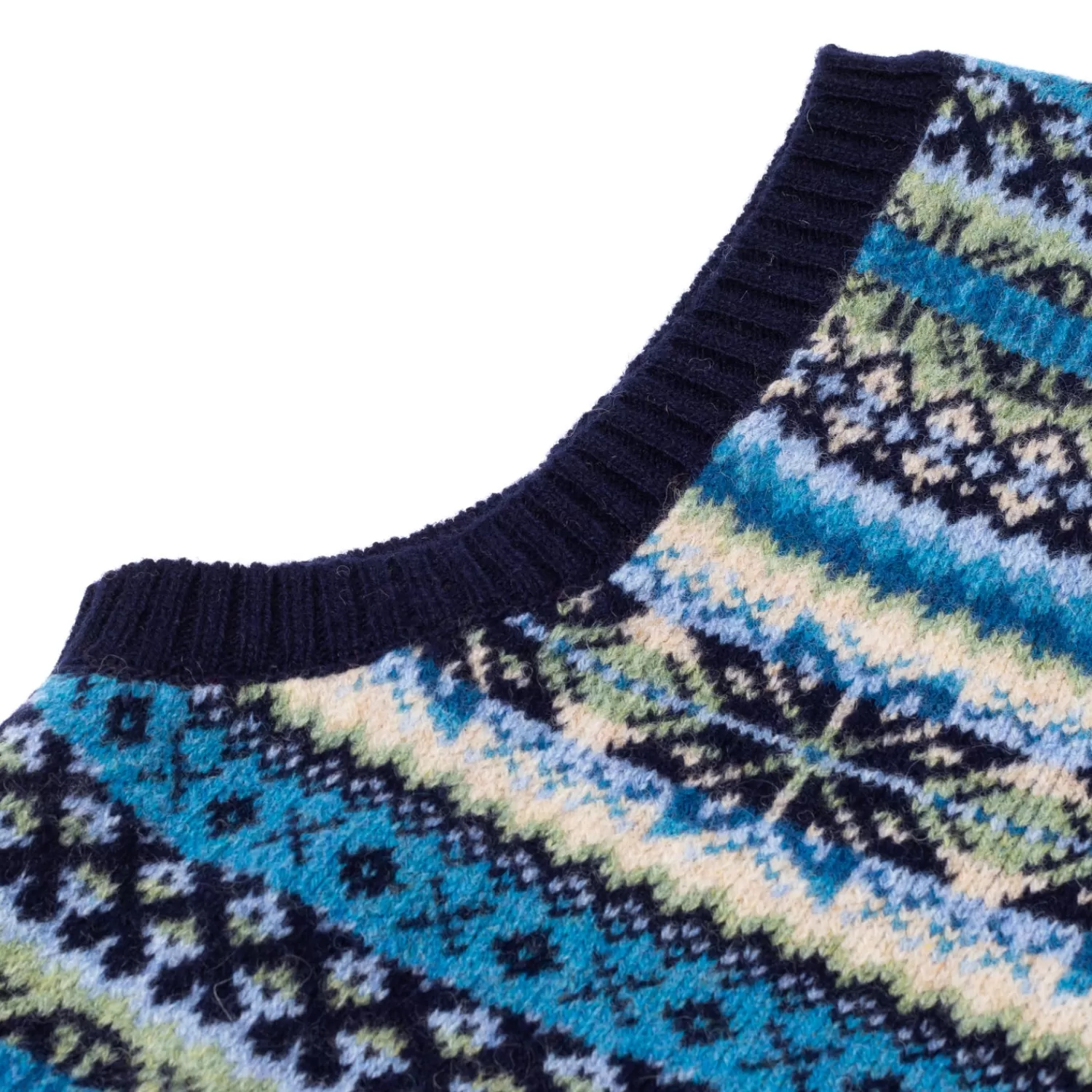 Strickwaren>Glenugie exklusiv x MJ: Pullunder "Fairisle-Slipover" aus reiner Wolle - Pure Soft Shetland NewNavy-Multicolor