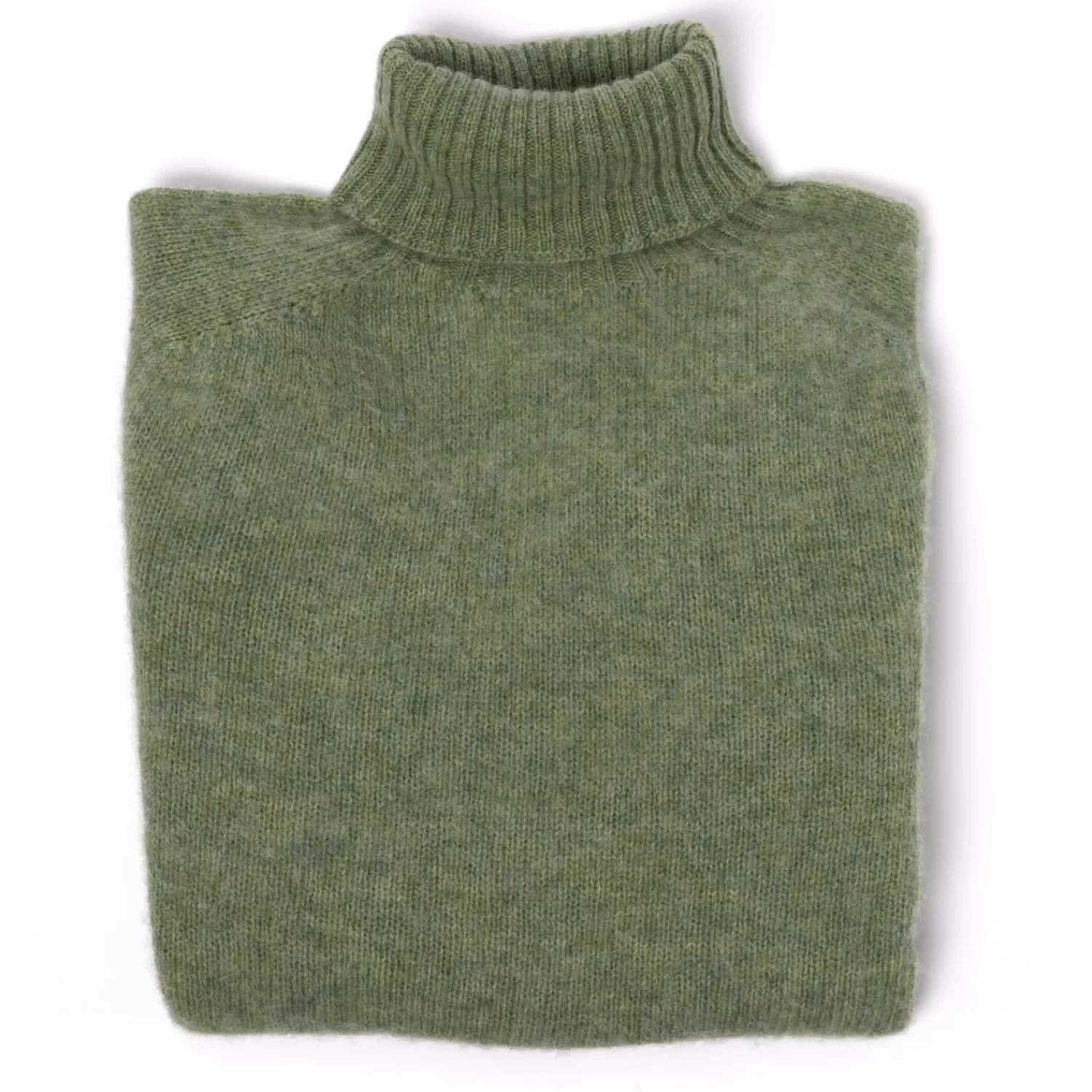 Strickwaren>Glenugie exklusiv xMJ: Pullover "Polo Jumper" aus reiner Wolle - Circulate Knit Pure Soft Shetland Wiesengrün-JadesDairy