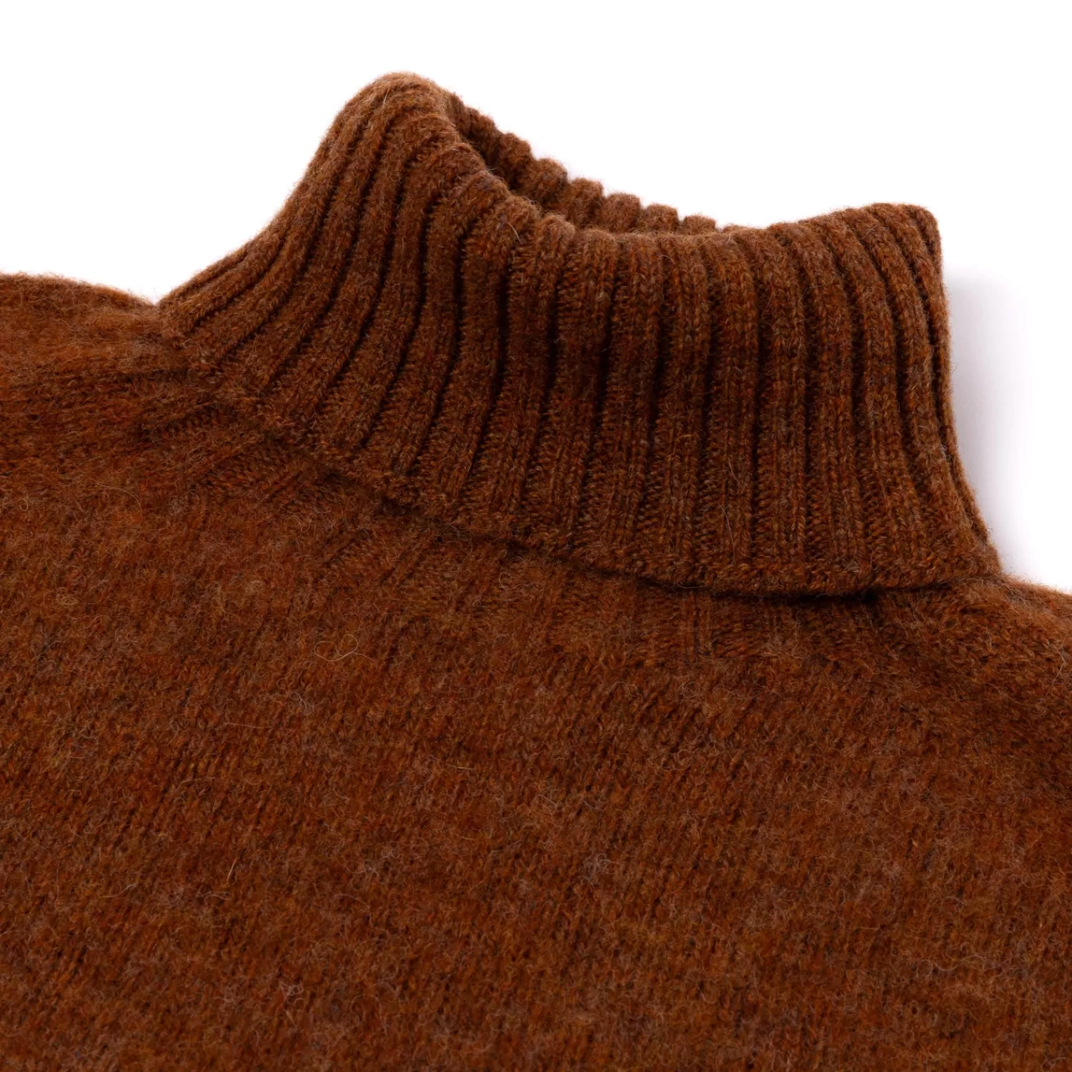 Strickwaren>Glenugie exklusiv xMJ: Pullover "Polo Jumper" aus reiner Wolle - Circulate Knit Pure Soft Shetland Rostbraun-SiennaMelange
