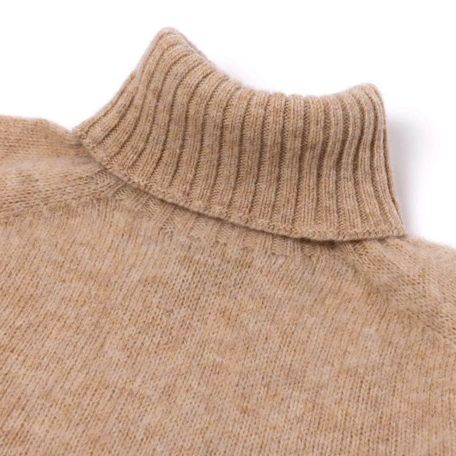 Strickwaren>Glenugie exklusiv xMJ: Pullover "Polo Jumper" aus reiner Wolle - Circulate Knit Pure Soft Shetland Sand-TuskMelange