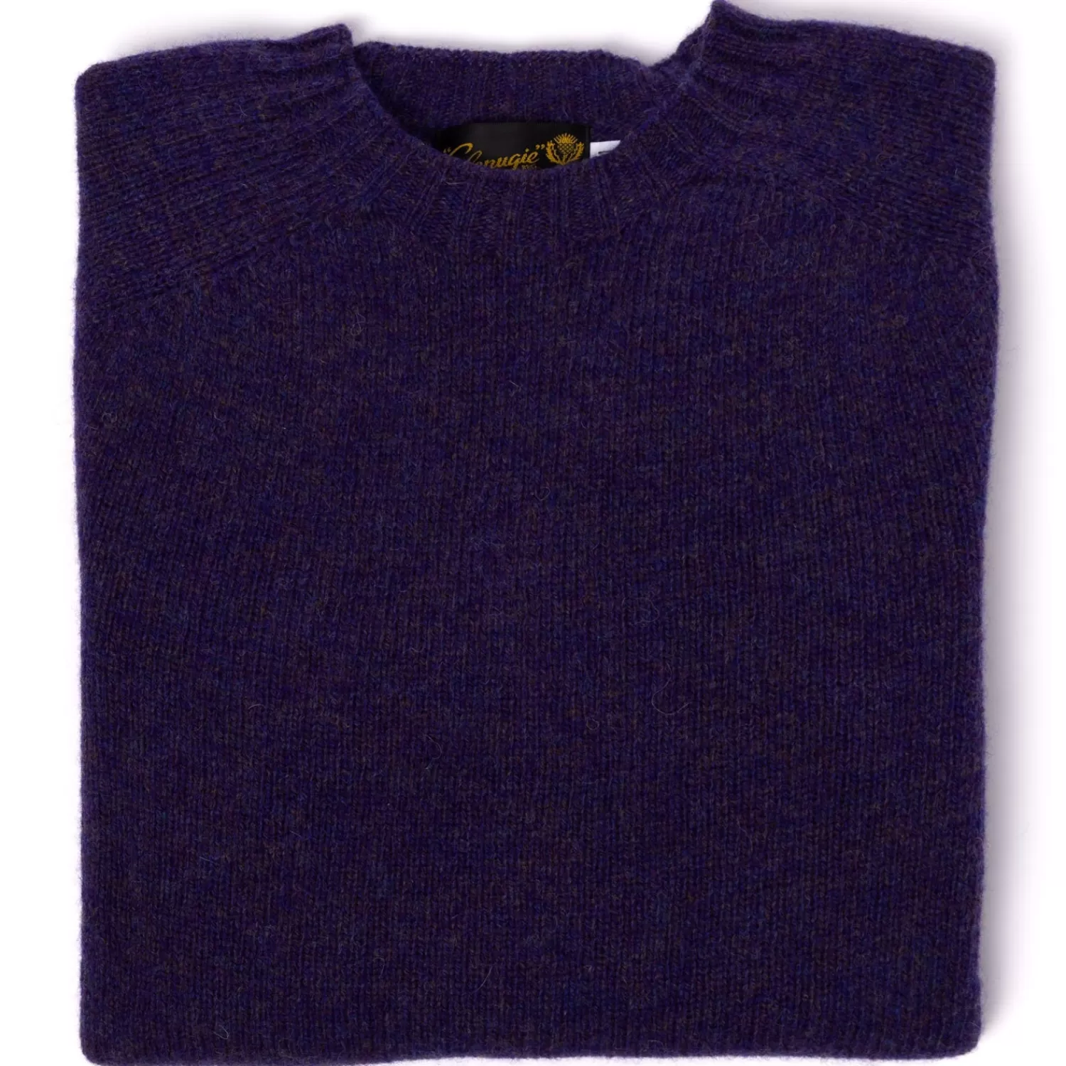 Strickwaren>Glenugie exklusiv xMJ: Pullover "Round Jumper" aus reiner Wolle - Circulate Knit Pure Soft Shetland Lila-RoyalVioletMelange