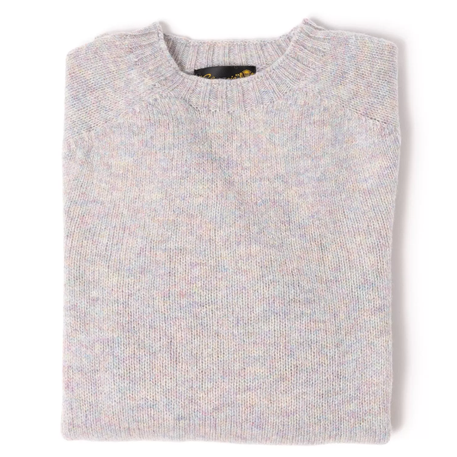 Strickwaren>Glenugie exklusiv xMJ: Pullover "Round Jumper" aus reiner Wolle - Circulate Knit Pure Soft Shetland Perlweiß-UgiePearlMelange